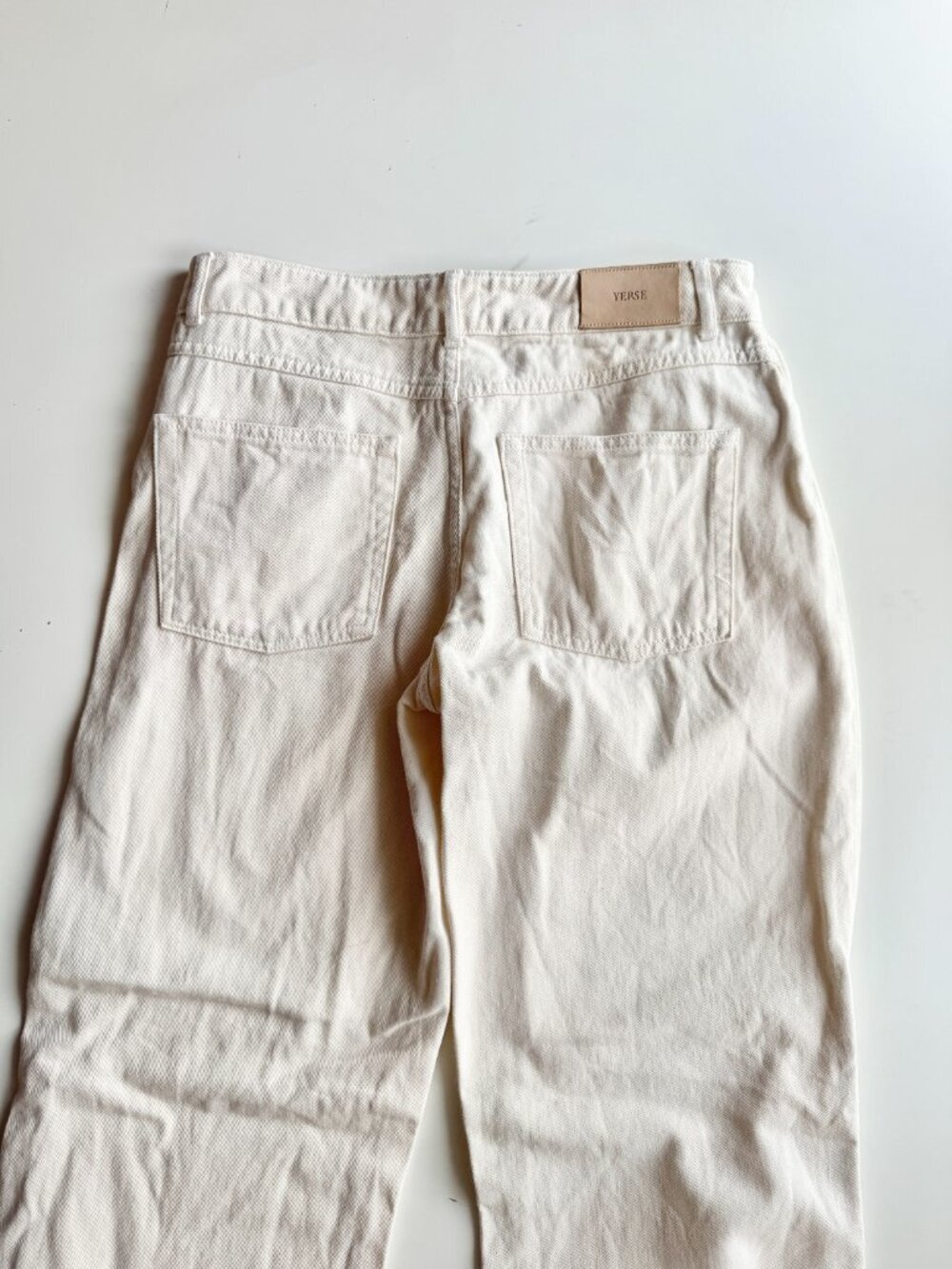YERSE Ivory White 100% Organic Cotton Denim Mid Rise Wide Leg Jeans, Size M - Picture 8 of 15